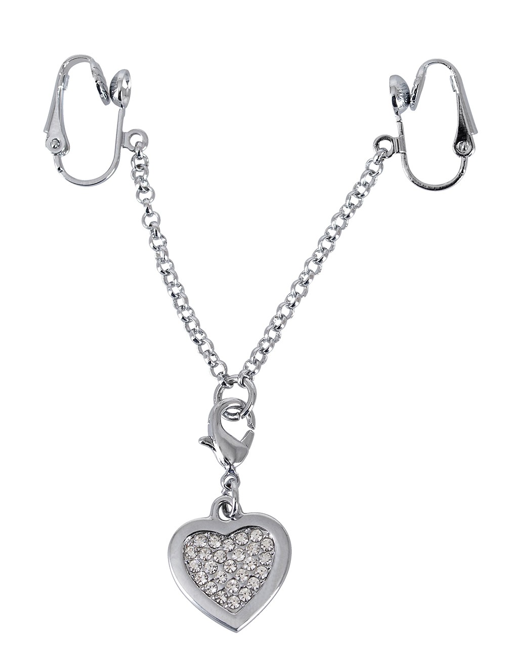 gioiello intimo metallo cromato argento pendente cuore strass chiusure labiali lunghezza127mm catena50mm materiale acrilico brillante sensuale elegante raffinato femminile sexy