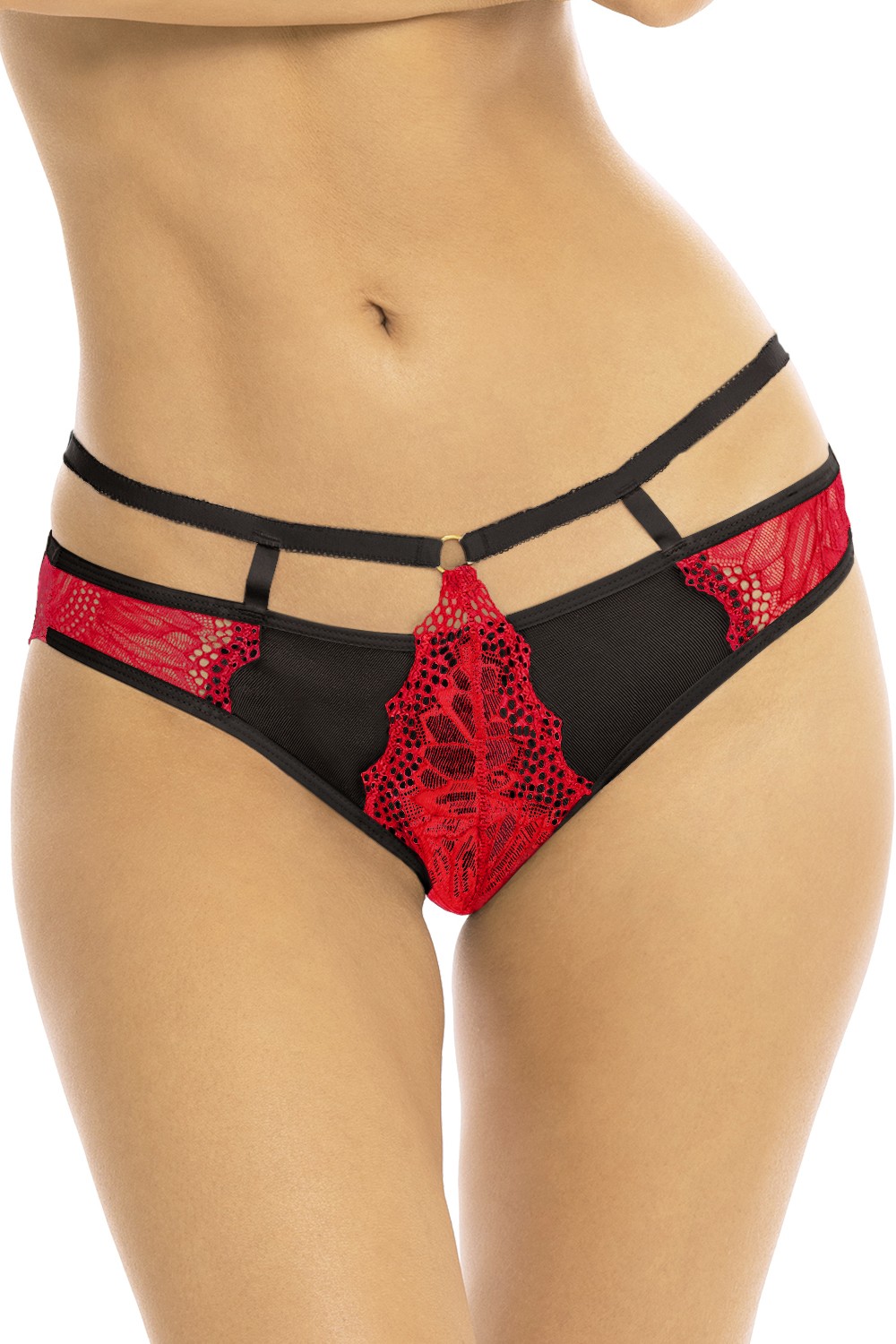 culotte sgambata rosso nero REN1171RED elegante sensuale seducente femminilità pizzo raso setoso trasparenza rifinita audace confortevole invisibile