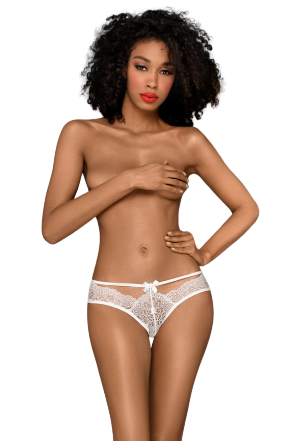 Mutandine bianche delicate in pizzo floreale con fascia elastica e fiocco centrale sensuale elegante