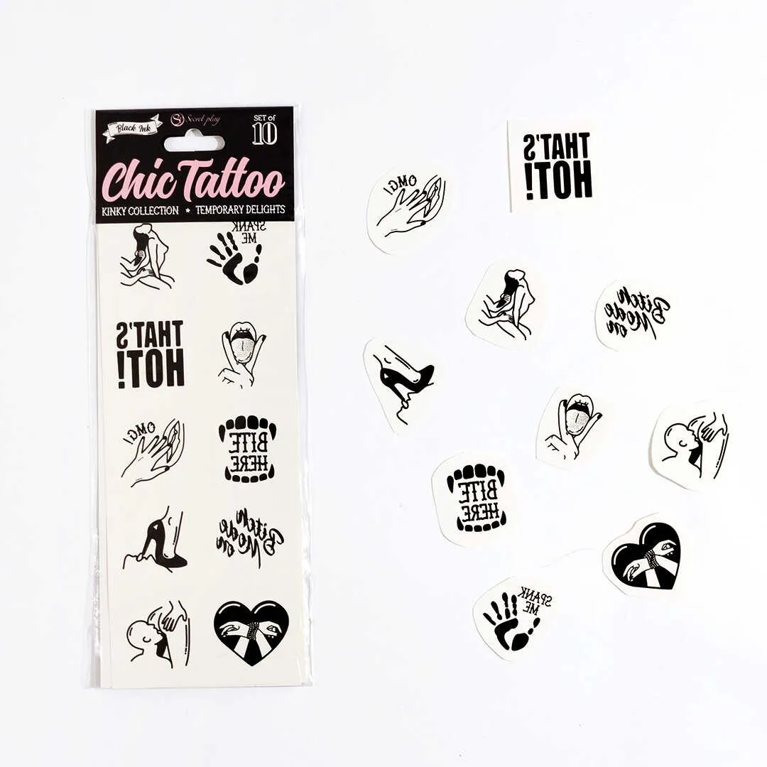 tatuaggi temporanei femminilità audace sensuale kinky collection pack dieci italiano elegante adesivo confortevole aderente motivi mani cuori piedi