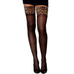 Calze Nere Con Reggicalze Leopardati – Dg0432Leb