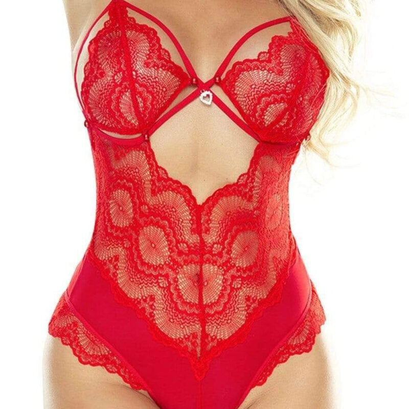 Body Donna In Pizzo Rosso - immagine 4