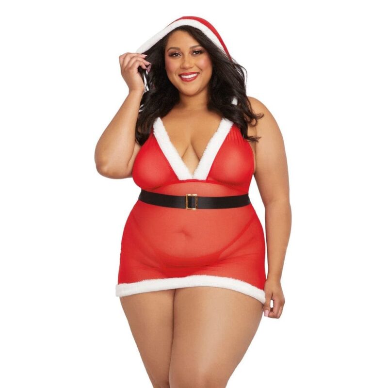 Costume Da Mamma Natale 3 Pezzi Plus Size - Dg12402X
