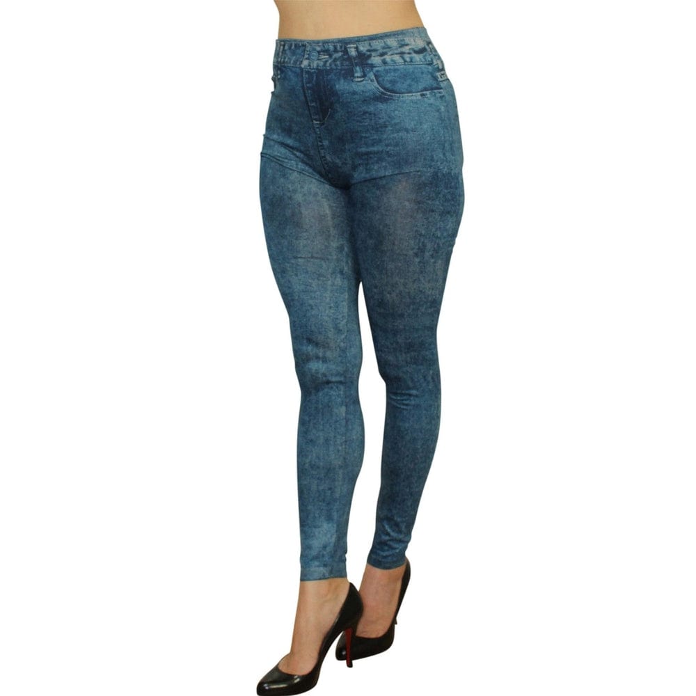 Leggings Blu Effetto Denim Sbiadito – Fd1016