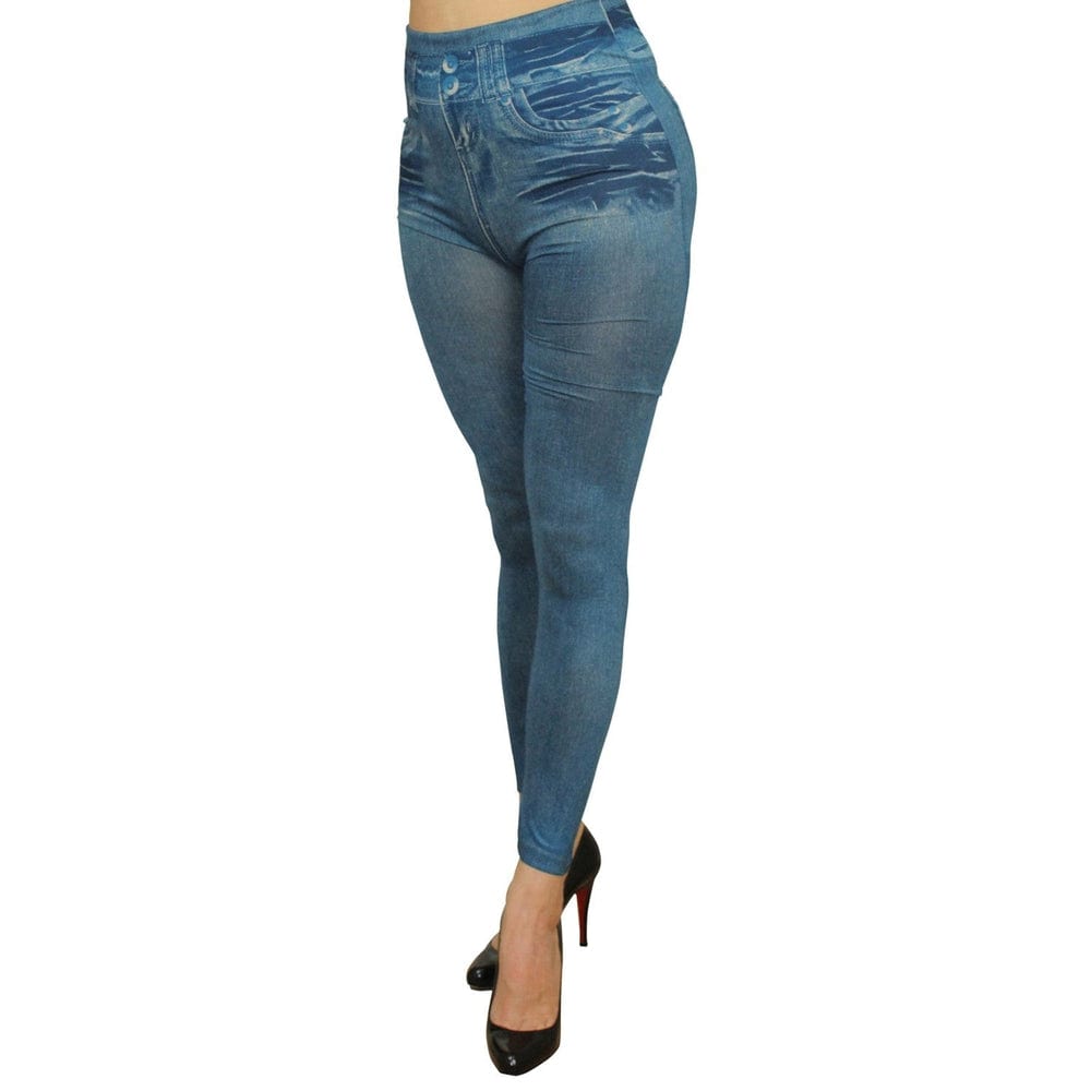 Leggings Blu Con Effetto Denim Consumato – Fd1014