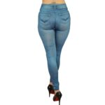 Legging Blu In Jeans Skinny Con Stampa Sulle Tasche – Fd1018