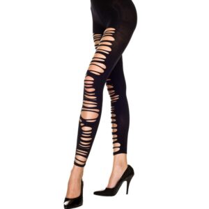 Leggings Skinny Neri Con Effetto Strappato – Mh35244Blk