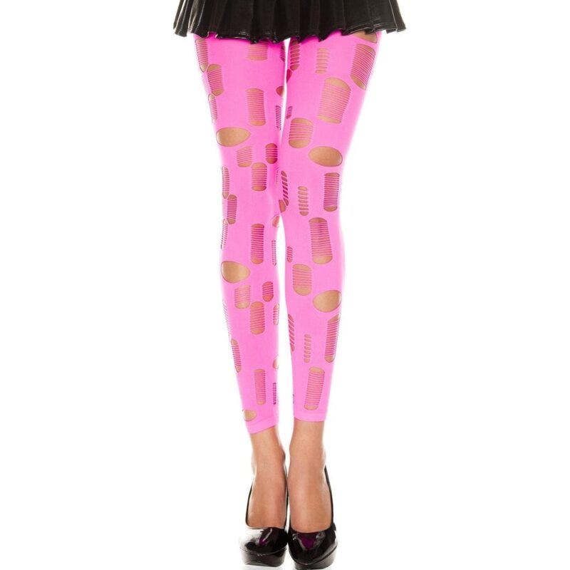 Leggings Rosa Fluorescente Traforato Con Fori Piccoli E Grandi - Mh35472Nep