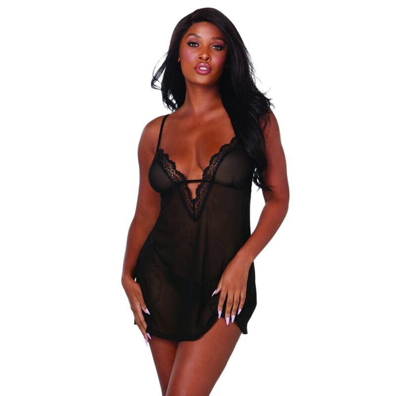 Babydoll In Pizzo Nero - immagine 3