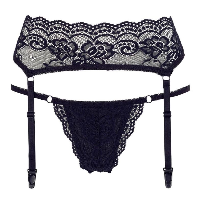 Reggicalze In Pizzo Nero E Perizoma Abbinato - R232187410 - immagine 3