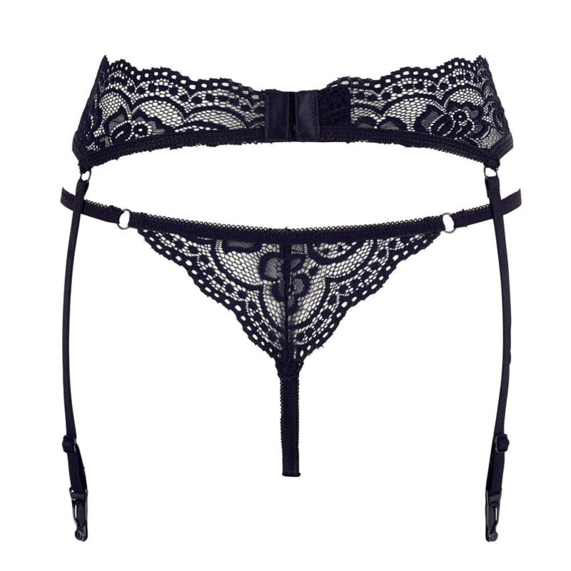 Reggicalze In Pizzo Nero E Perizoma Abbinato - R232187410 - immagine 4
