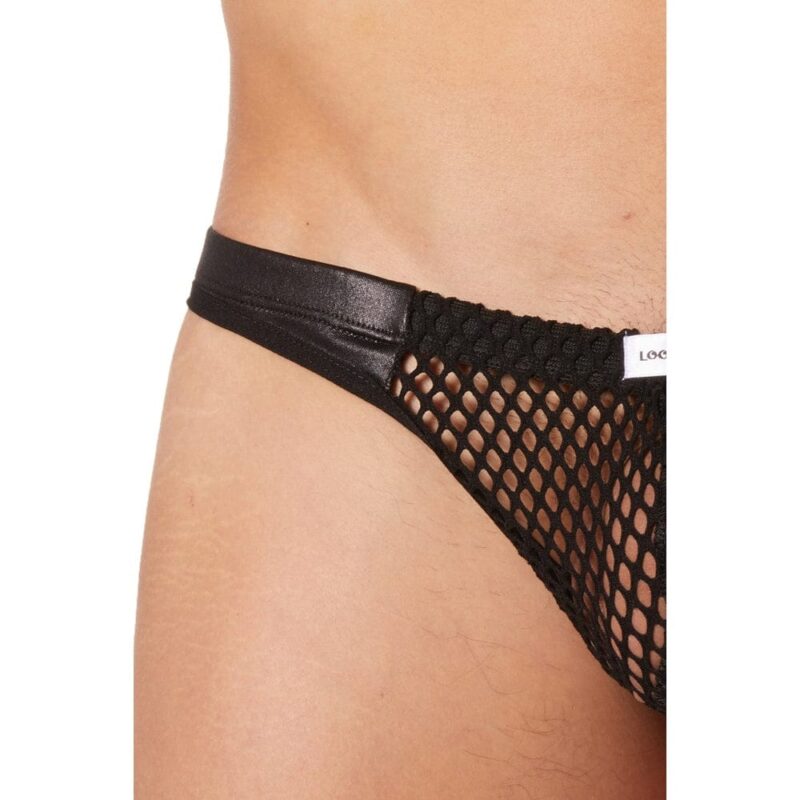 Perizoma In Rete Nera Con Finiture In Similpelle - Lm911-57Mblk - immagine 3