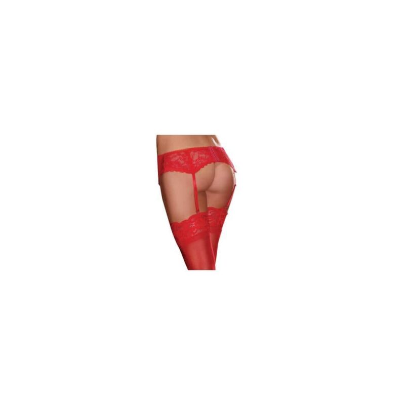 Perizoma Donna In Pizzo Rosso Con Reggicalze - immagine 2
