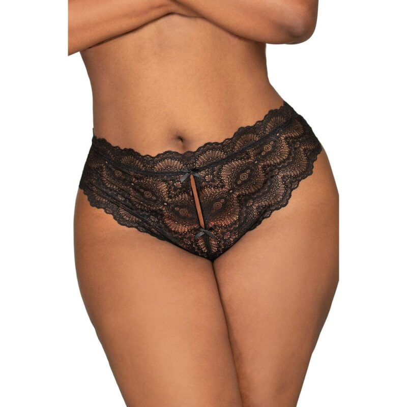 Tanga Nero A Cavallo Aperto Grande - Dg1468Xblk