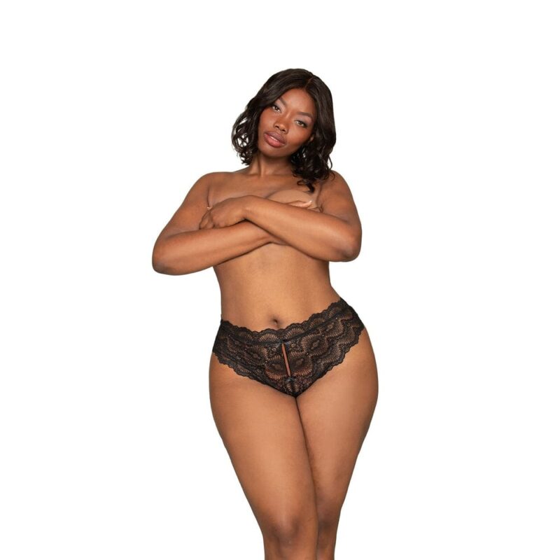 Tanga Nero A Cavallo Aperto Grande - Dg1468Xblk - immagine 3
