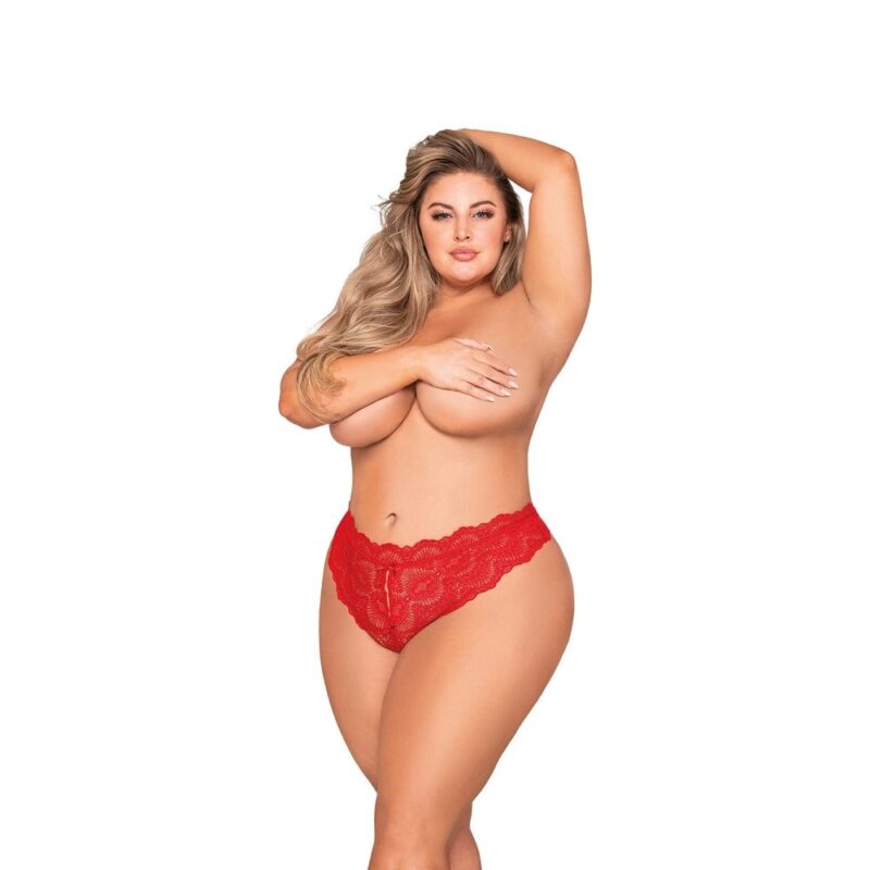 Tanga Rosso Grande Con Cavallo Aperto - Dg1468Xred - immagine 3