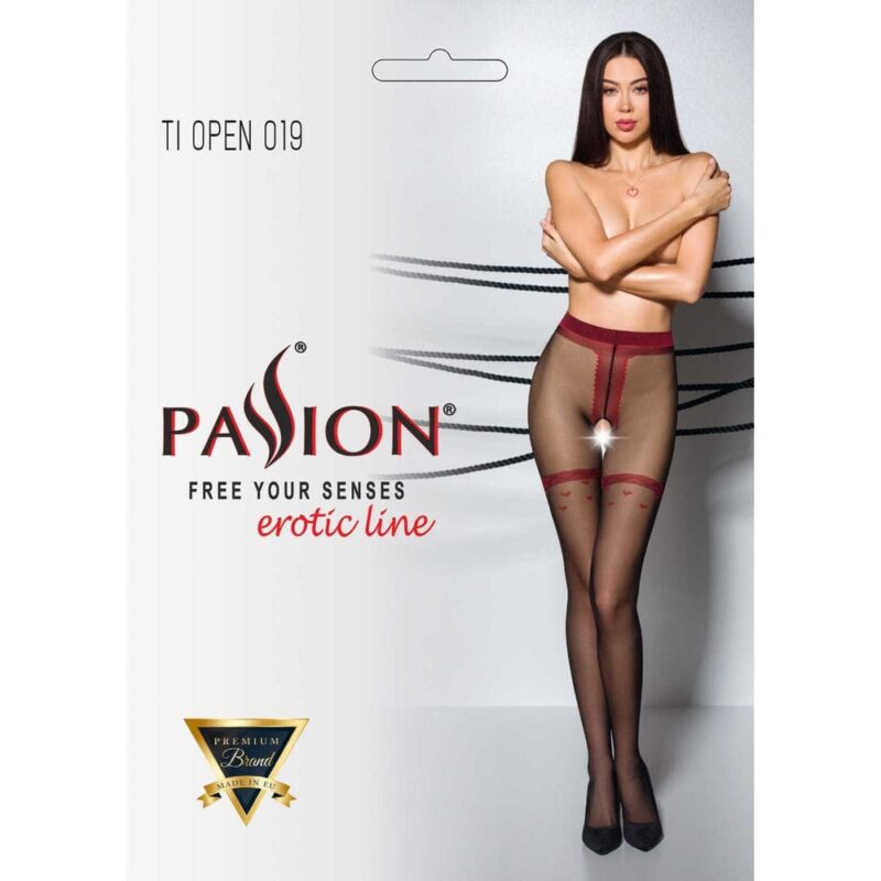 Tiopen 019 Collant Aperto 20 Den - Nero E Rosso - immagine 3