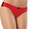 Perizoma rosso elegante pizzo nero fiocco raso design moderno sofisticato seducente sensuale raffinata femminile