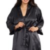 Camicia da notte taglie forti nera vestaglia satinata elegante e confortevole donna sensuale raffinata