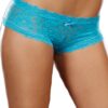 Shorty sexy vita bassa pizzo blu turchese elegante comfort femminile raffinato seducente morbido delicato