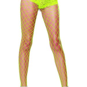 Collant a rete giallo fluo shorty pizzo integrato design audace femminile elegante moderno provocante