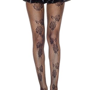 collant nero rete motivo floreale sensuale elegante italiano setoso liscio elastico modellante raffinato audace femminile seducente lingerie