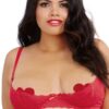 Reggiseno rosso taglie forti mezza coppa pizzo floreale ferretto sottile regolabile sensuale elegante raffinata