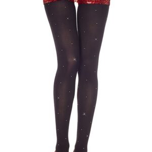 collant opaco nero brillantini piccoli seducente elegante sensuale morbido setoso elasticizzato nylon elastan modellante aderente comfort italiano sera