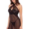 Babydoll nero pizzo rete donna sensualità eleganza design raffinato elegante sensuale raffinata seducente femminile