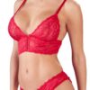 Set lingerie rosso pizzo floreale reggiseno slip eleganza sensualità raffinata sensuale elegante seducente femminile