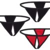 Set tre perizomi aperti design audace tessuto elasticizzato confortevole seducente nero rosso elegante sensualità