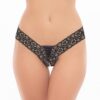 Perizoma nero aperto pizzo floreale allacciatura frontale elegante seducente donna sensuale raffinata femminile sofisticata