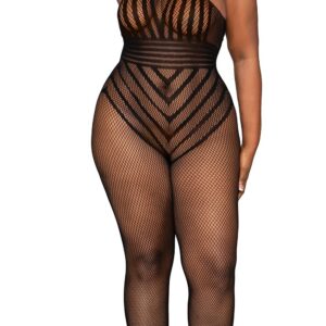 bodystocking rete nero taglie forti modellante seducente audace schiena scoperta T design elasticizzato nylon elastan morbido traspirante artigianale italiano