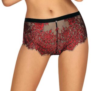 Shorty Redessia Rosso Nero Pizzo Floreale Trasparente Design Elegante Femminile sensuale raffinata seducente sofisticata