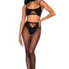 Set lingerie due pezzi reggiseno laccetti collant rete elegante seducente raffinato sensuale raffinata femminile