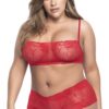 Completo lingerie taglia grande top bustier rosso pizzo shorty elegante sensuale raffinata seducente femminile