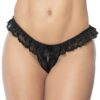 Mutandine aperte nere in pizzo con volant fiocco dettaglio elegante sensualità femminile raffinata seducente