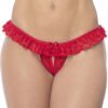 Mutandine aperte rosse in pizzo floreale con volant fiocco dettaglio elegante e sensualità raffinata