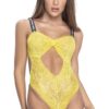 Body perizoma pizzo floreale giallo spalline larghe elastiche schiena scoperta sensuale elegante raffinata seducente