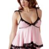 sottoveste rosa foderata morbida setosa pizzo floreale nero scollatura bordi fiocco satinato spalline regolabili perizoma coordinato sensuale elegante femminile Cottelli