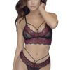 Set reggiseno perizoma pizzo rete nero rosso dettagli metallici sensualità eleganza femminilità raffinata moderna