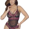 Body perizoma pizzo floreale bicolore rete trasparente spalline regolabili elegante sensuale raffinata seducente femminile