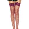 Calze autoreggenti bordeaux rete larga pizzo elegante silicone fascia aderente sensuale raffinata seducente femminile