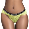 Perizoma in pizzo verde neon fascia elastica scritta Brunch Babe design moderno seducente elegante