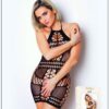 Piccolo abito nero in rete tessuto elastico design traforato elegante seducente sensuale raffinata femminile