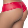 Perizoma rosso wetlook arricciato valorizza glutei tessuto aderente design moderno sensualità intensa elegante seducente