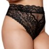 perizoma taglia grande pizzo vita alta nero italiano raffinato sensuale setoso elegante nylon elastan apertura posteriore seducente modellante valorizzante