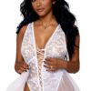 Body in pizzo bianco tulle rimovibile dettagli incrociati elegante femminile raffinato sensuale raffinata seducente