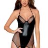 Body nero effetto bustier con reggicalze integrati design seducente moderno raffinato elegante femminile audace