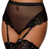 Perizoma rete vita alta reggicalze nero pizzo elegante raffinato seducente donna sensuale raffinata femminile